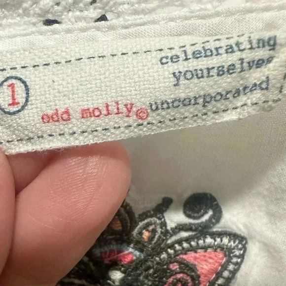 ODD MOLLY white embroidered top lightweight Size 1 - Picture 5 of 8